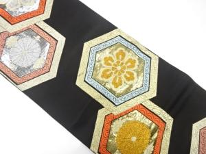 アンティーク　亀甲に菊模様織り出し袋帯（着用可）